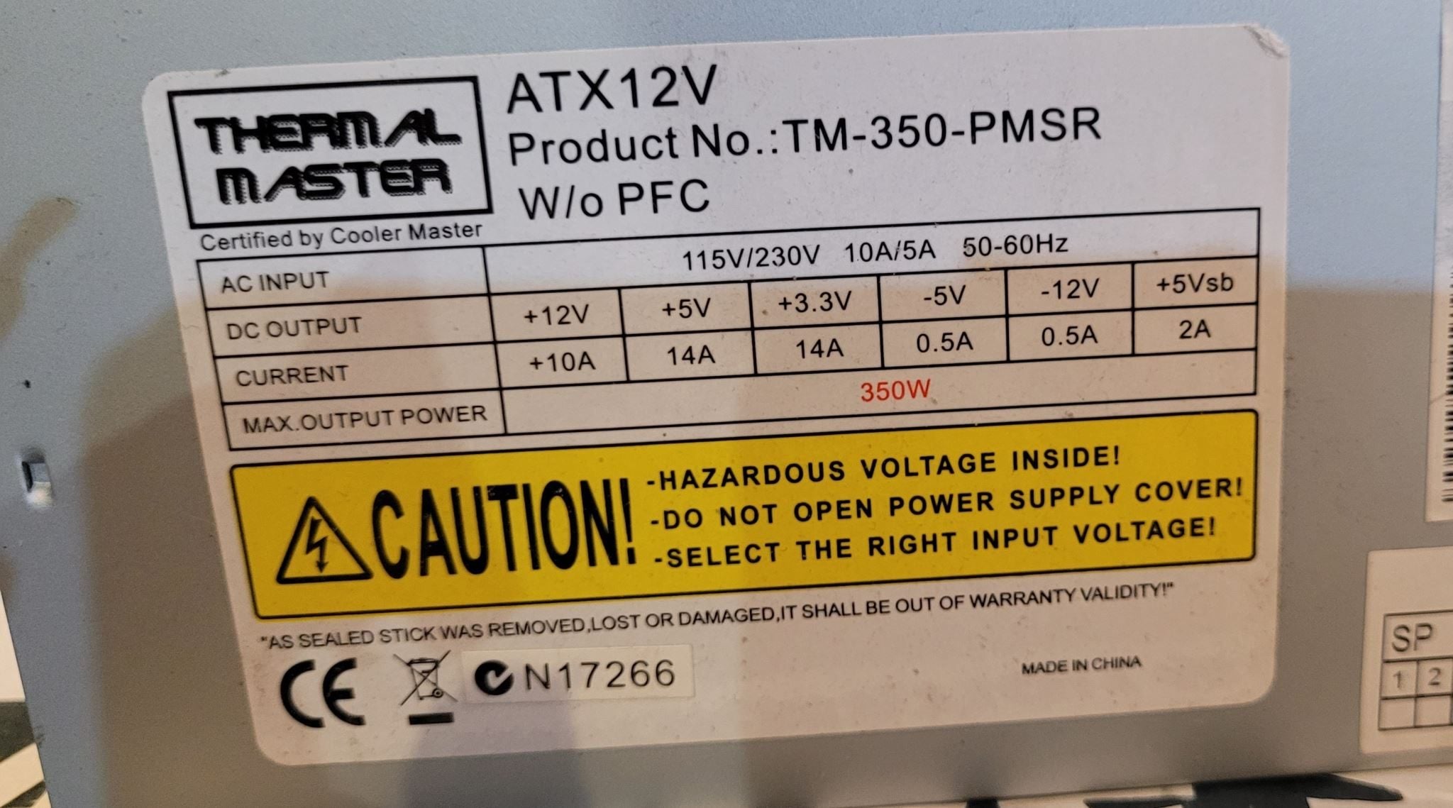 Standard ATX Computer PSU with -5V Rail