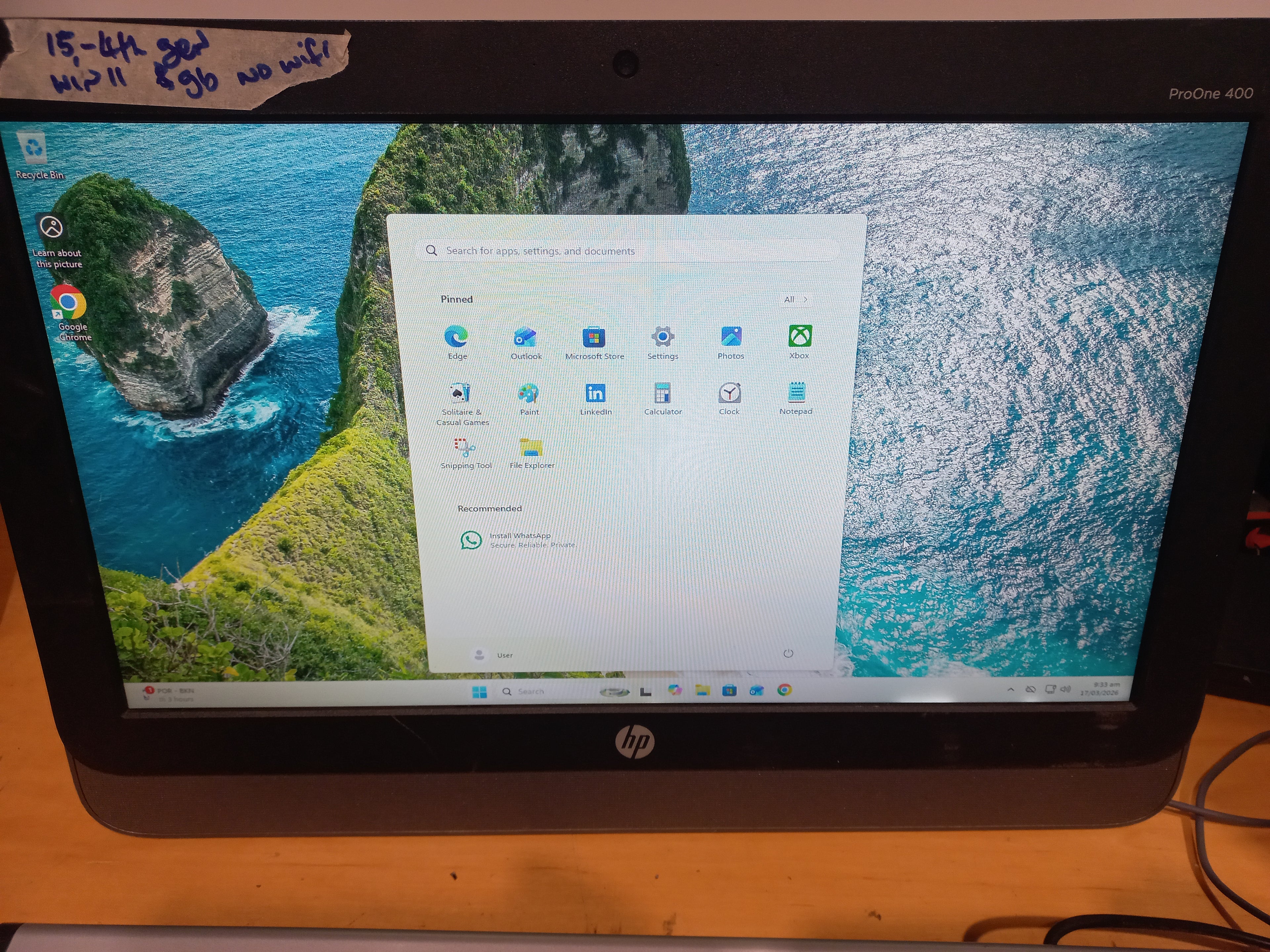HP All‑in‑One Computer – i5 / 8GB RAM / 1TB HDD – 20" – Windows 11