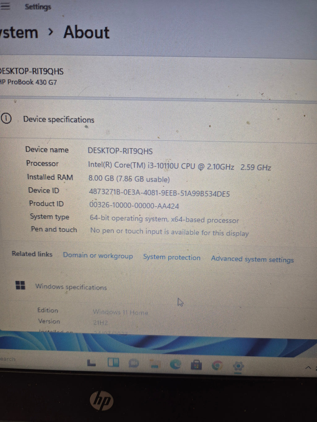 HP Laptop – Intel i3 10th Generation | Windows 11 | 8GB RAM