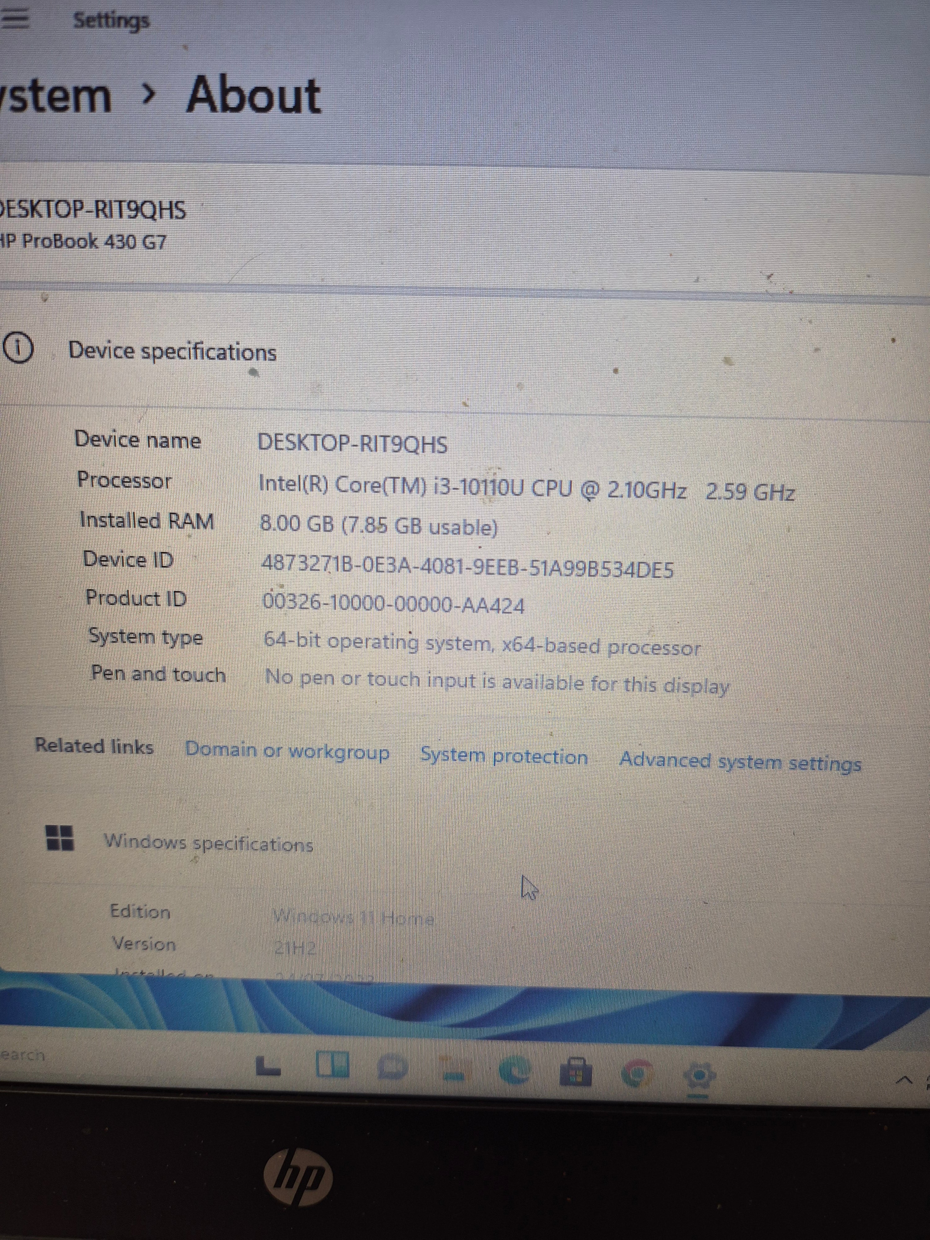 HP Laptop – Intel i3 10th Generation | Windows 11 | 8GB RAM