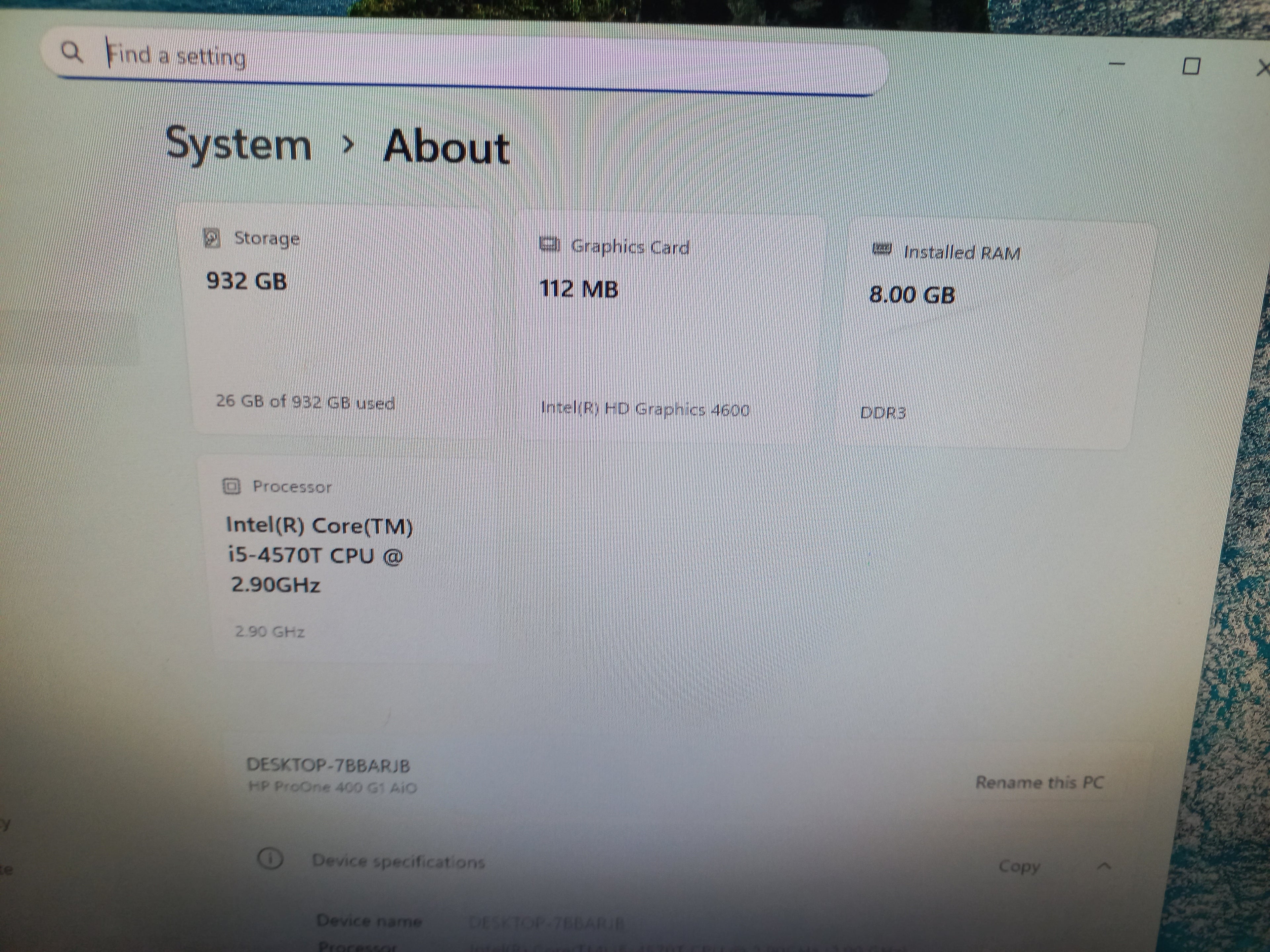 HP All‑in‑One Computer – i5 / 8GB RAM / 1TB HDD – 20" – Windows 11