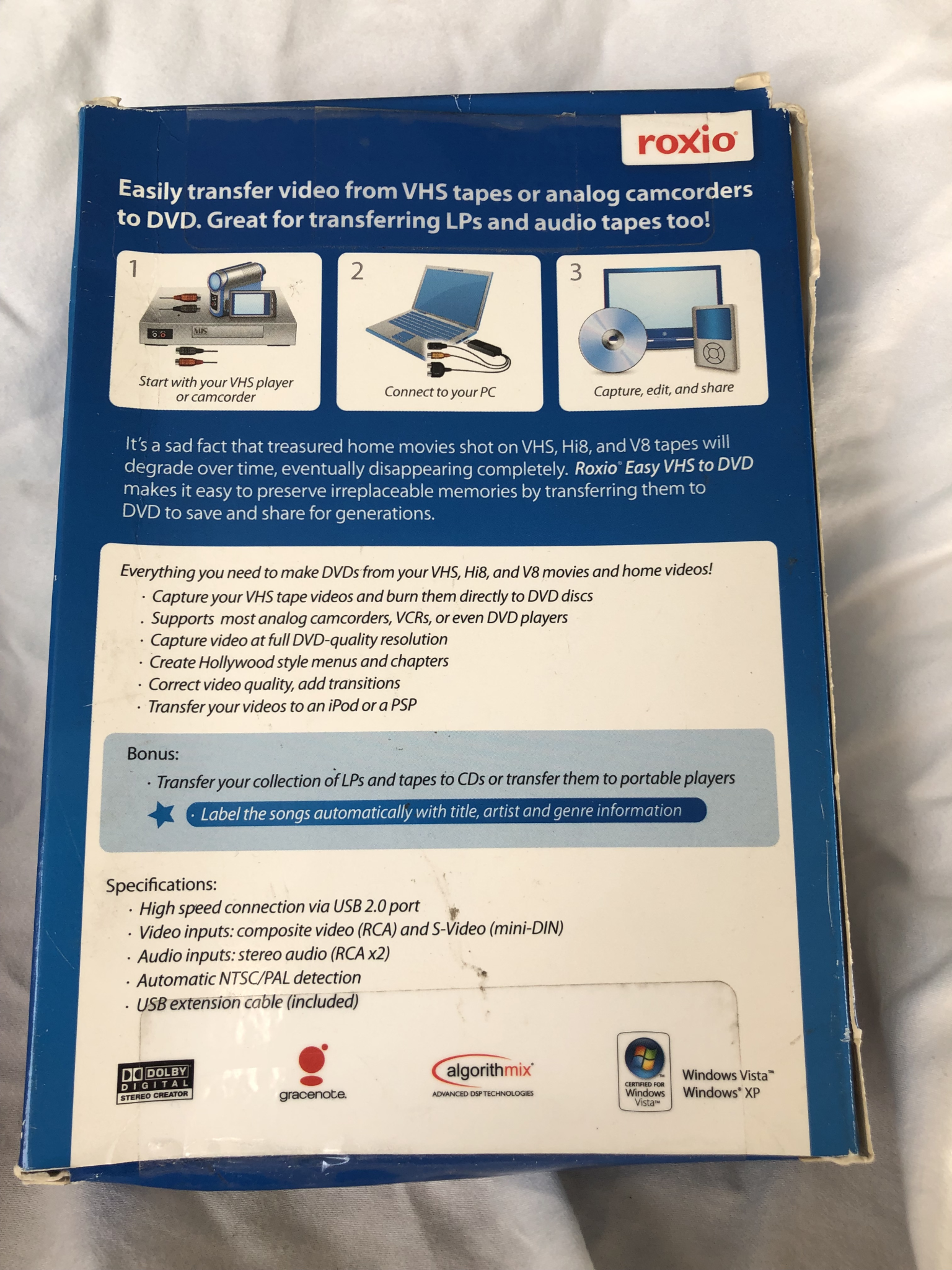 Roxio VHS to DVD Kit – Video Capture And Conversion Software (Original Packaging)