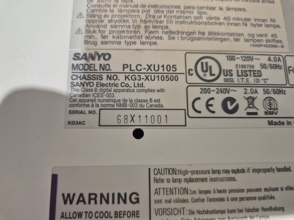 Sanyo PLX‑XU105 ProxtraX Multiverse Projector – Tested Working – No Remote