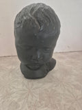 🖤Black Baby Bust Ornament – Heavyweight Sculpture with Felt Base -  Vintage