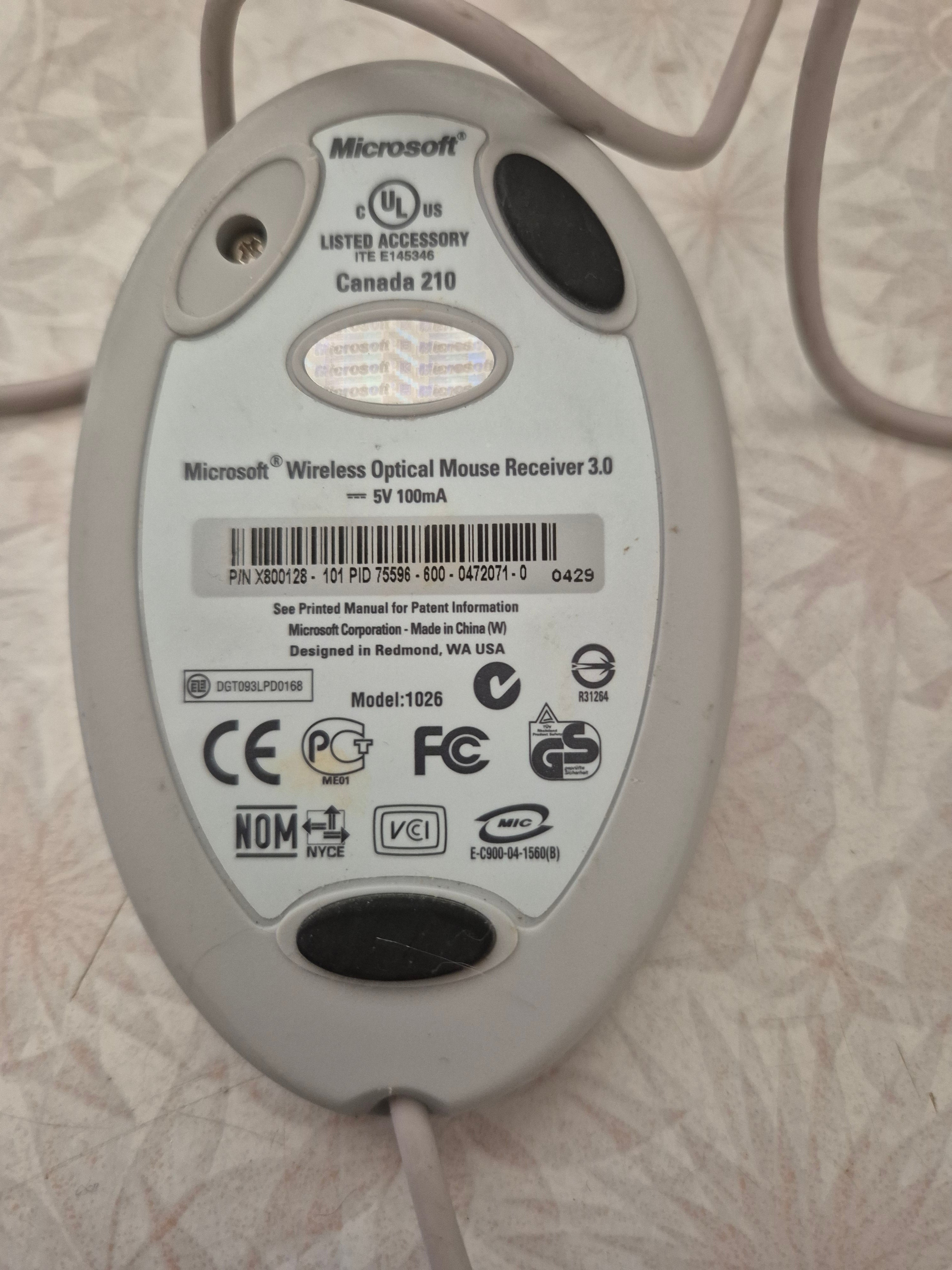 Microsoft Wireless Optical Mouse With USB Optical Receiver 3.0